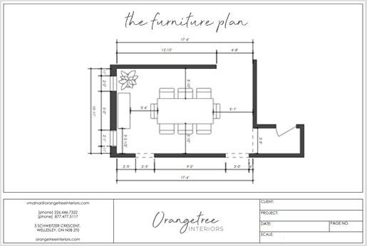 Virtual Interior Design | eDesign Services -Dining Room Furniture Plan
